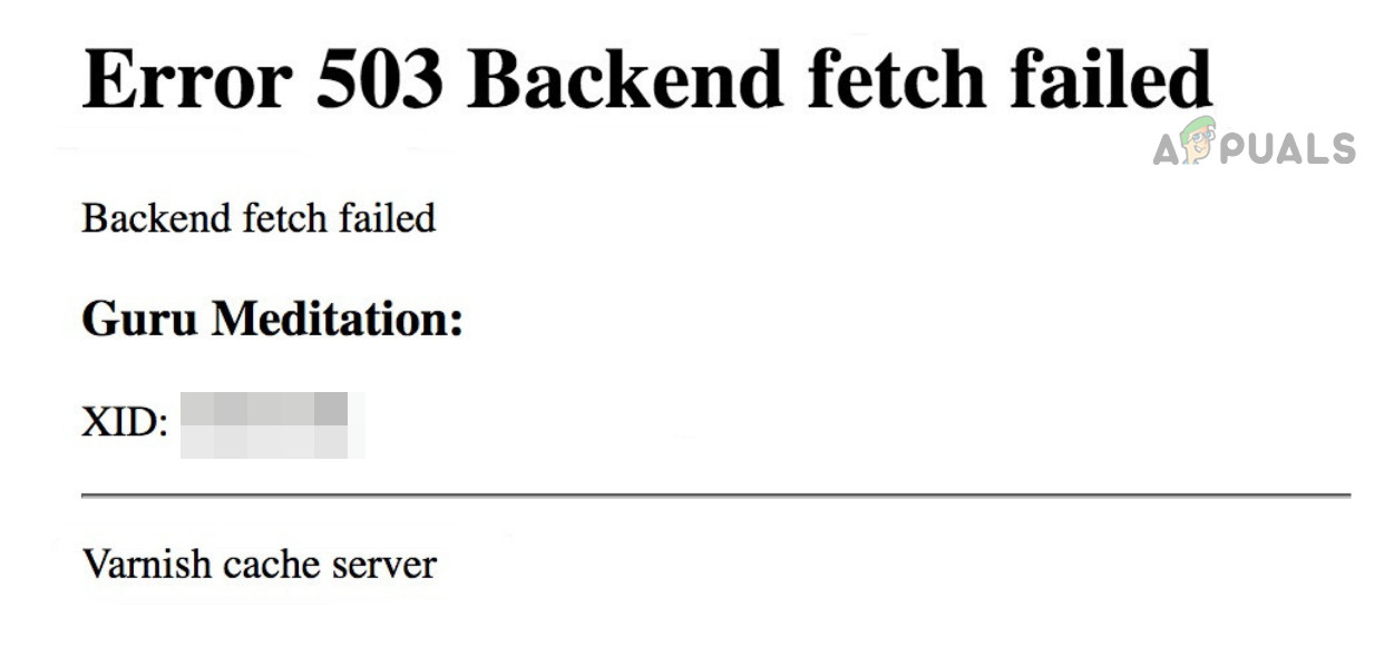 Error 503 Backend Fetch Failed