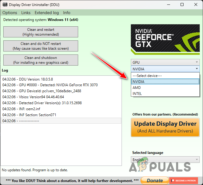 Selecting NVIDIA