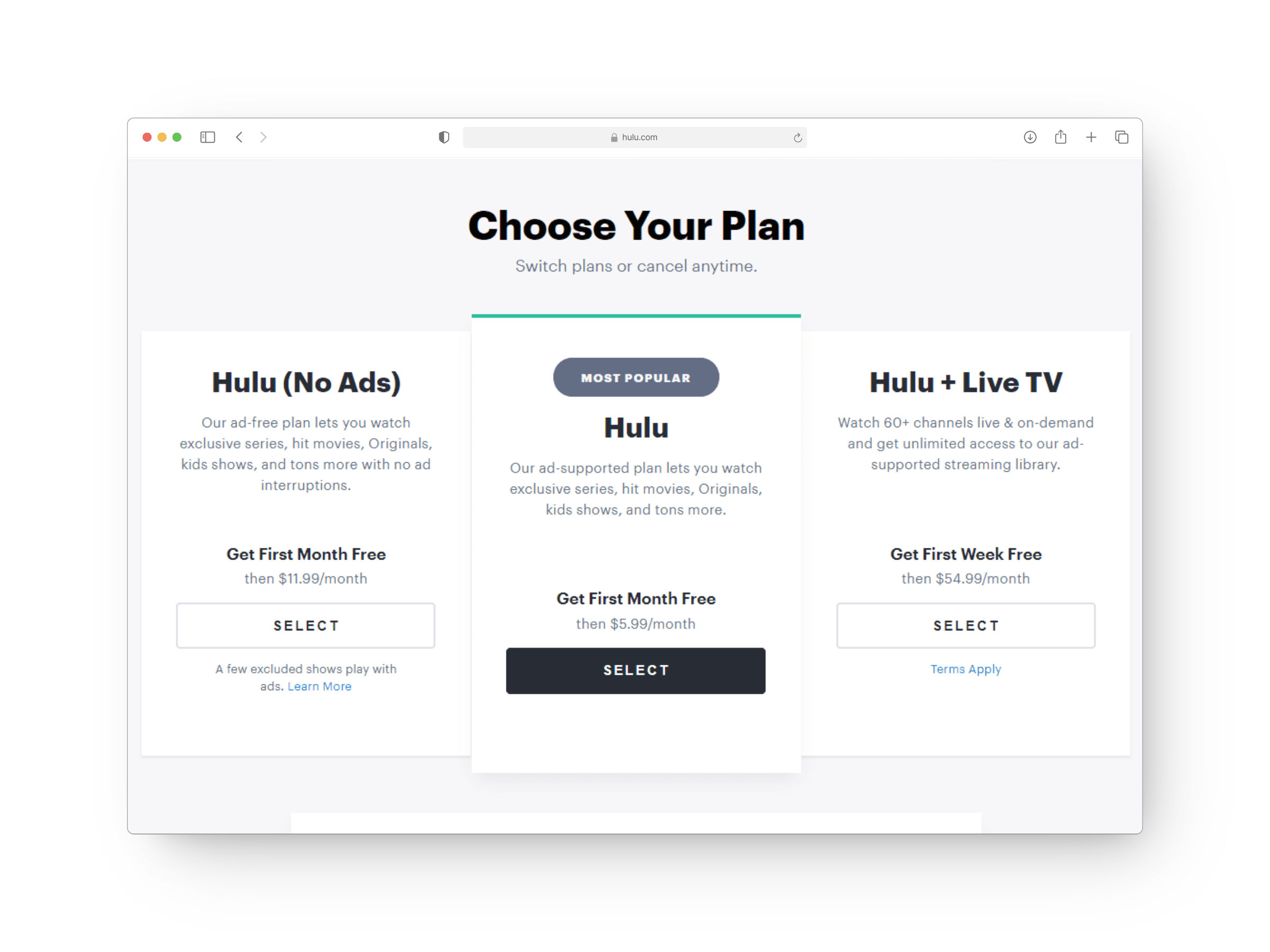 Hulu Subscription Plans